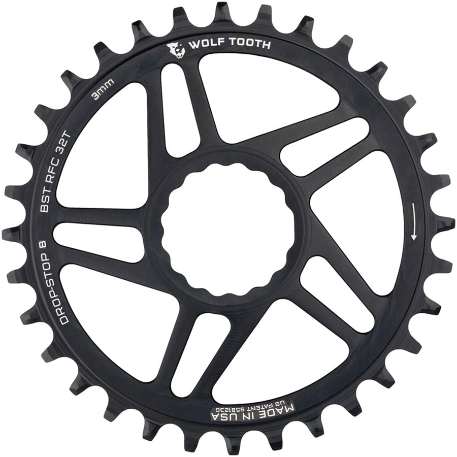 Wolf Tooth Direct Mount Chainring - 32t RaceFace/Easton CINCH Direct Mount Drop-Stop B For Boost Cranks 3mm Offset BLK