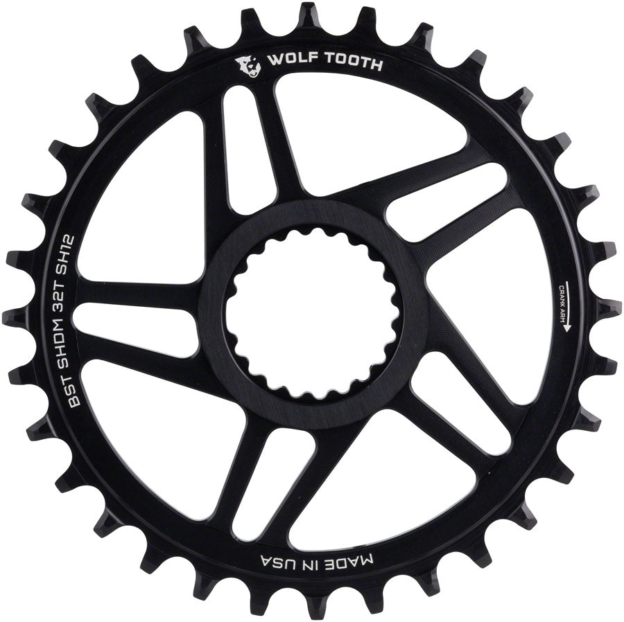 Wolf Tooth Direct Mount Chainring - 34t Shimano DM For Boost Cranks 3mm Offset Requires 12-Speed Hyperglide+ Chain BLK