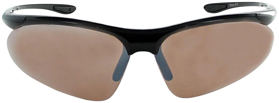 ONE Tightrope Polarized Sunglasses: Shiny Black with Brown Silver Flash Lens