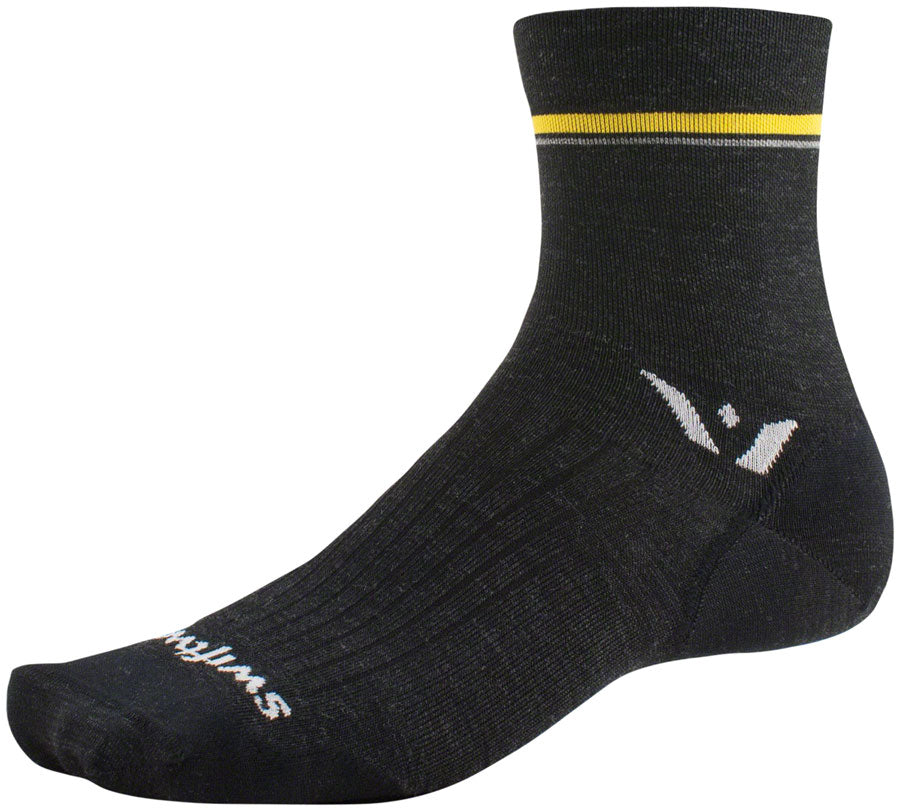 Swiftwick Pursuit Four Ultralight Socks - 4" Retro Stripe Charcoal Large