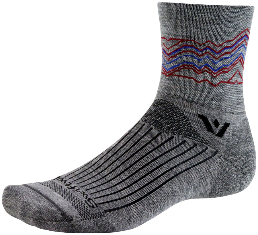 Swiftwick Pursuit Quarter Crew High Socks - 4" Heather Red Medium