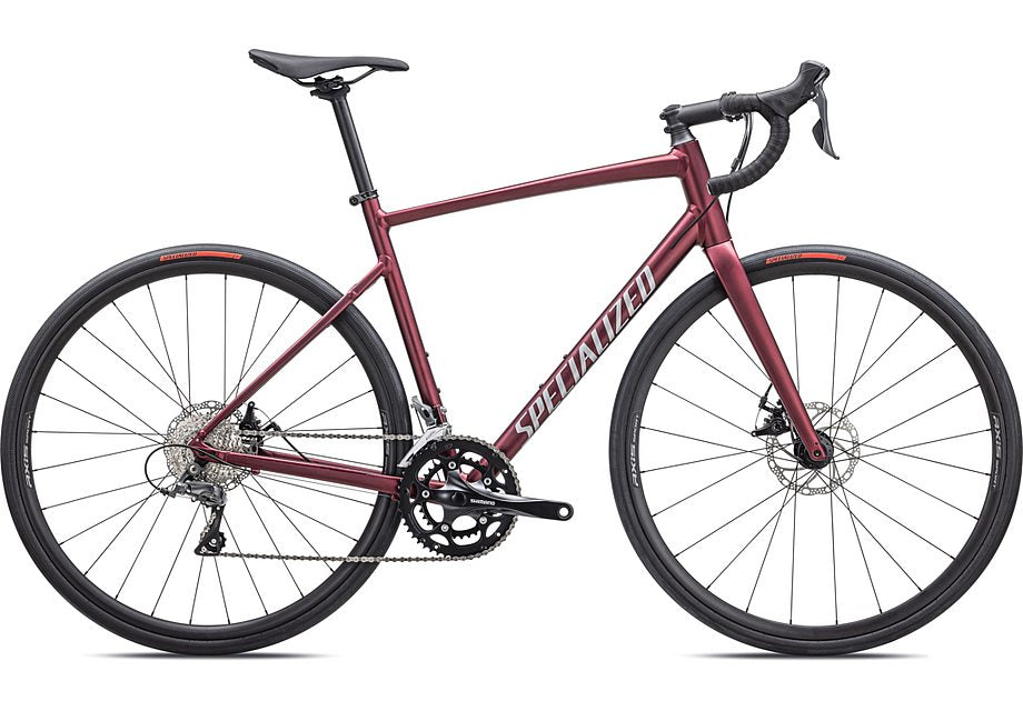 2024 Specialized allez e5 disc bike satin maroon / silver dust