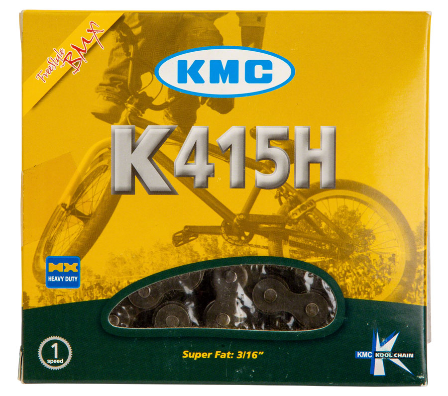 KMC 415H Chain - Single Speed 1/2" x 3/16" 98 Links Black