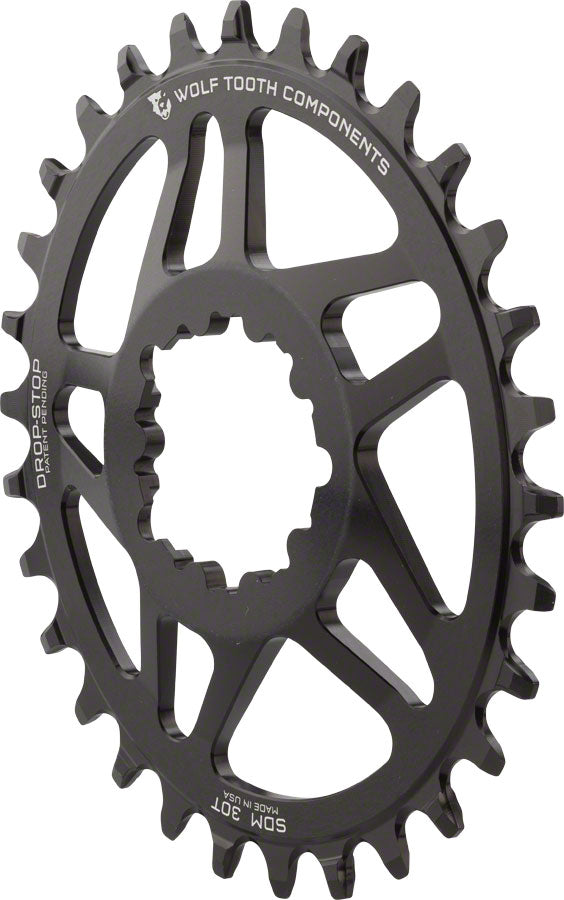 Wolf Tooth Elliptical Direct Mount Chainring - 30t SRAM Direct Mount Drop-Stop For SRAM 3-Bolt Cranksets 6mm Offset BLK