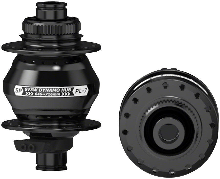SP 7 Series Dynamo Front Hub - PL-7 6V 3W 12 x 100mm Centerlock 32H Black