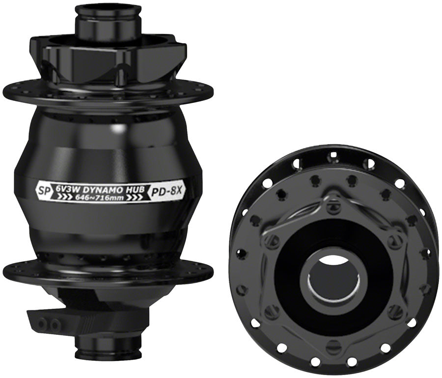 SP 8X Series Dynamo Front Hub - PD-8X-110 6V- 3W 15 x 110mm 6-Bolt 32H Black