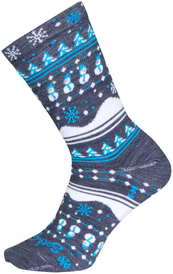 SockGuy Winter Sweater Wool Socks - 6" Blue/Gray/White Large/X-Large