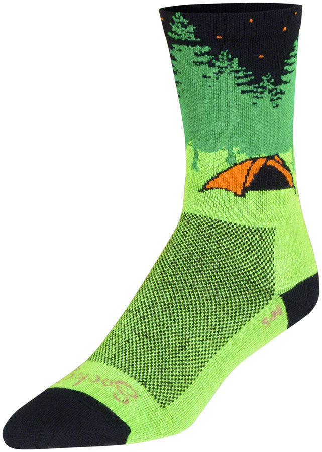 SockGuy Off the Grid Crew Socks - 6" Green/Black/Brown Large/X-Large
