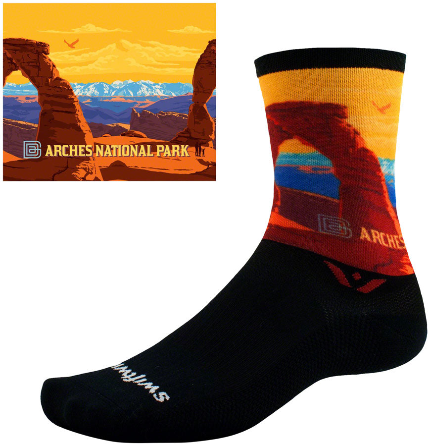 Swiftwick Vision Impression National Park Crew Socks - 6" Arches Large