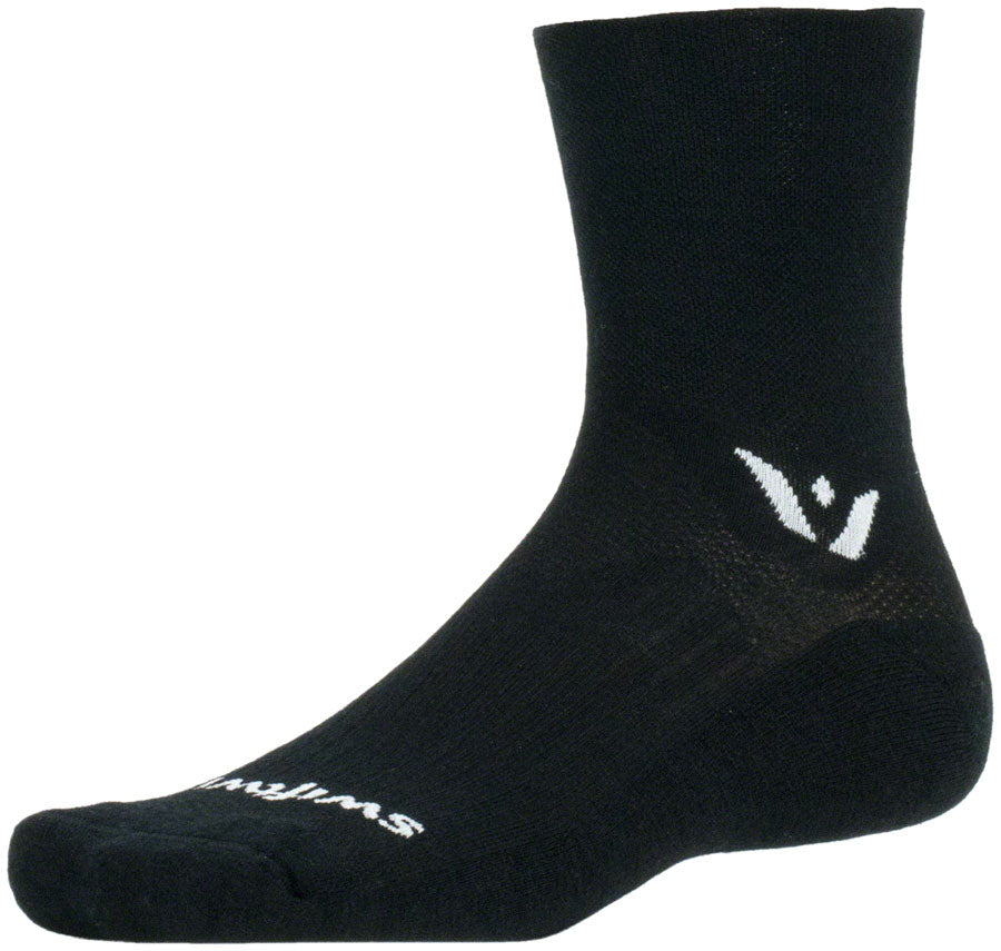 Swiftwick Pursuit Quarter Crew Socks - 4" Black Medium