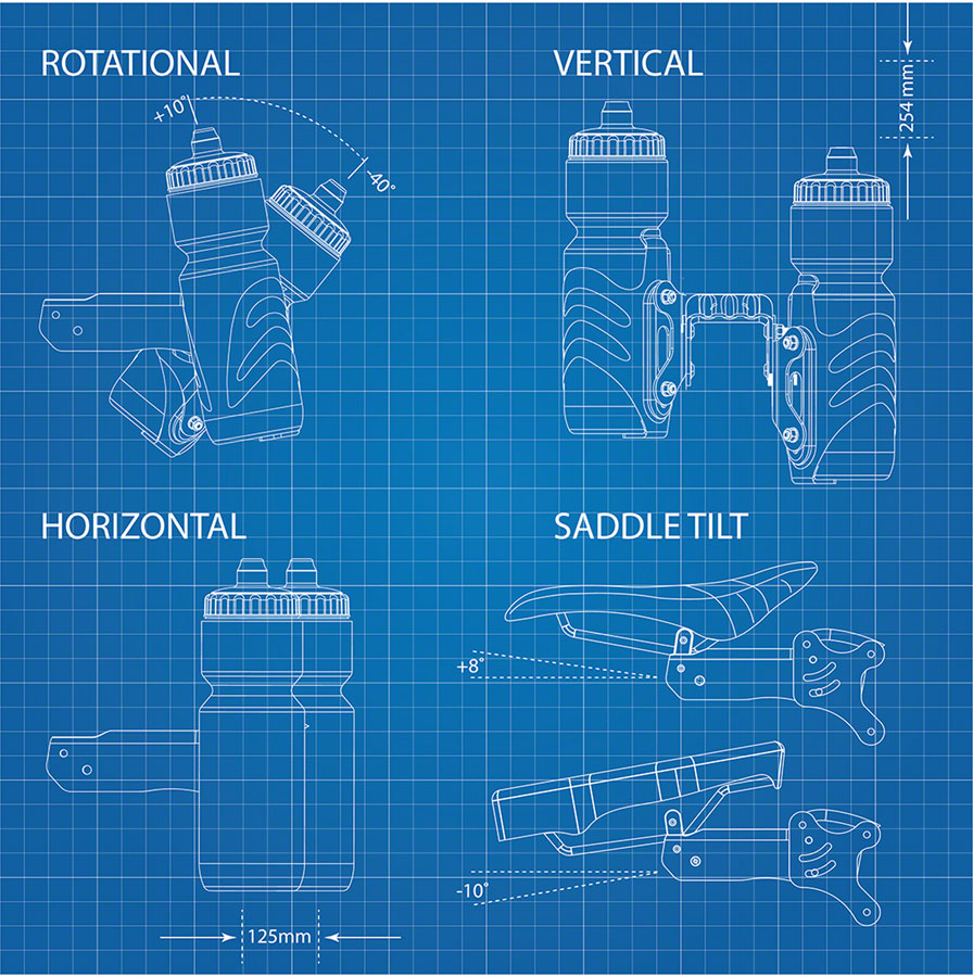 Xlab Aero Carbon Wing Behind Saddle Water Bottle Cage Mount - Includes 2 Xenon Cages