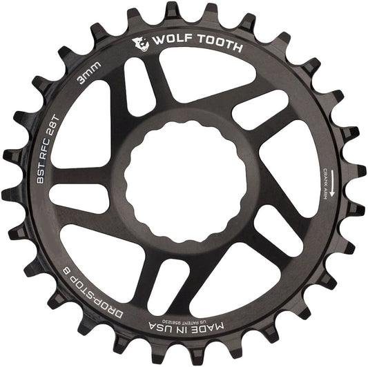 Wolf Tooth Direct Mount Chainring - 28t RaceFace/Easton CINCH Direct Mount Drop-Stop B For Boost Cranks 3mm Offset BLK