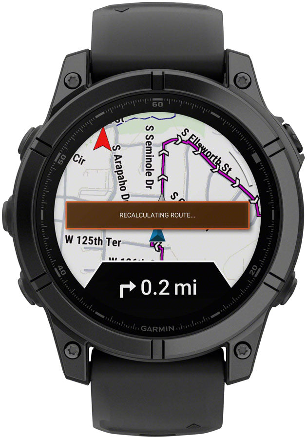 Garmin fenix E Smartwatch - 47mm AMOLED Slate Gray Steel BLK Silicone Band