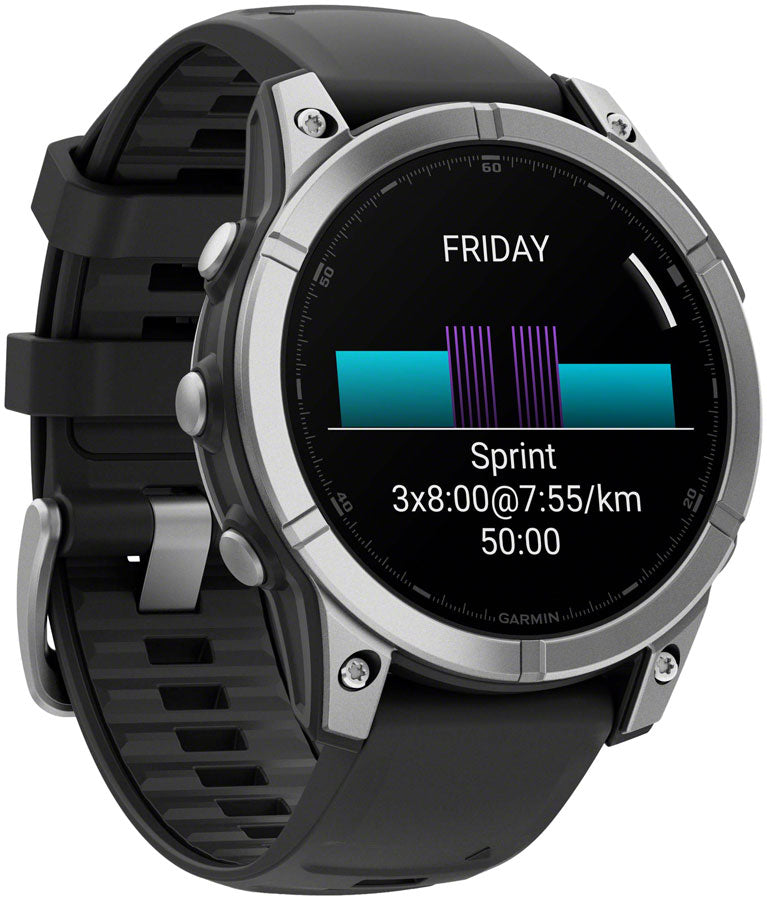 Garmin fenix E Smartwatch - 47mm AMOLED Slate Gray Steel BLK Silicone Band