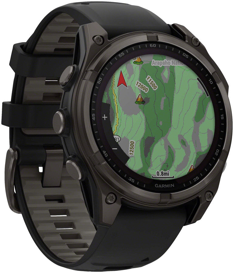 Garmin fenix 8 Smartwatch - 47mm Solar Sapphire Carbon Gray DLC Titanium BLK/Pebble Gray Silicone