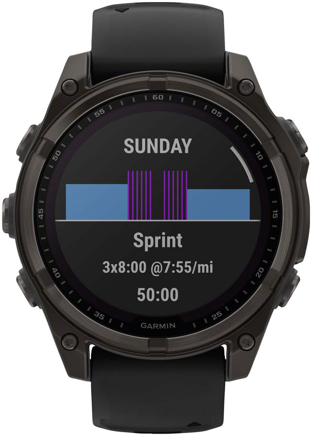 Garmin fenix 8 Smartwatch - 47mm Solar Sapphire Carbon Gray DLC Titanium BLK/Pebble Gray Silicone