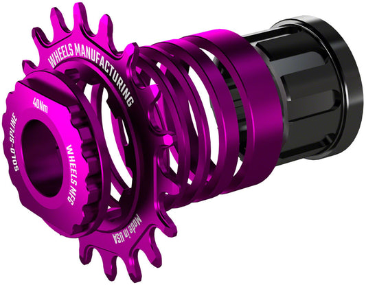 Wheels Manufacturing SOLO-SPLINE Micro Spline Single Speed Conversion Kit - 18t For Shimano Micro Spline Hub Bodies Purple