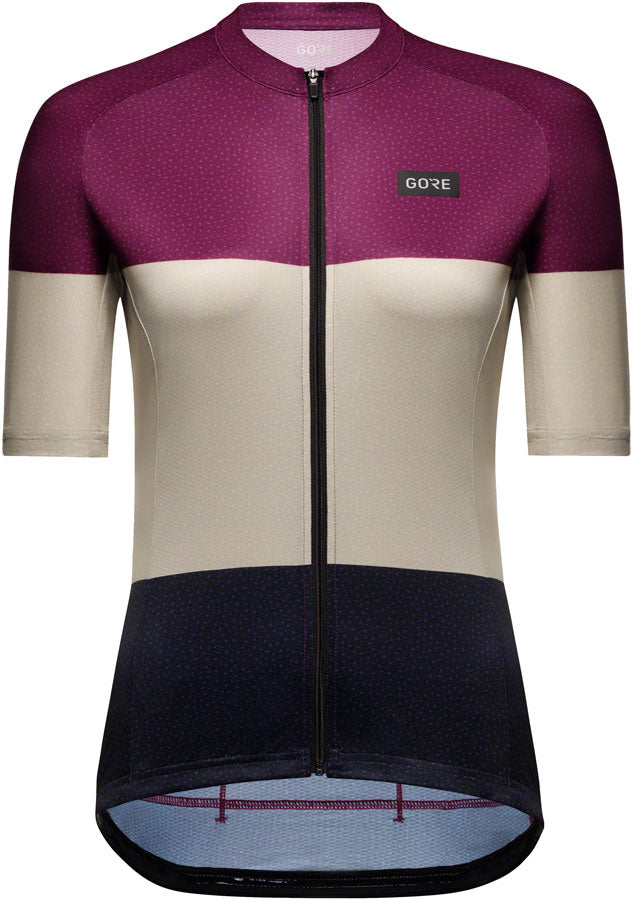 Gorewear Spirit Stripes Jersey - Purple/Beige Womens Medium 8/10
