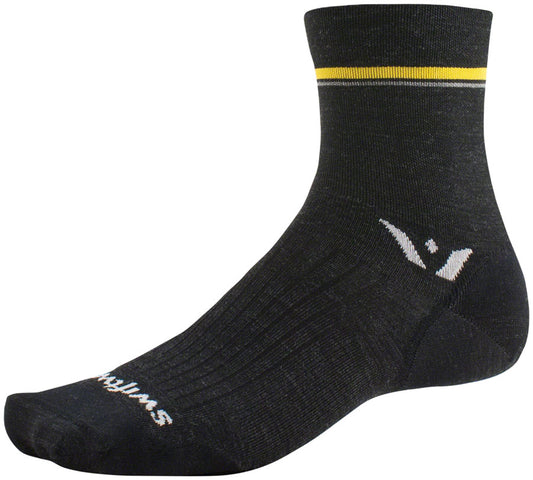 Swiftwick Pursuit Four Ultralight Socks - 4" Retro Stripe Charcoal Large