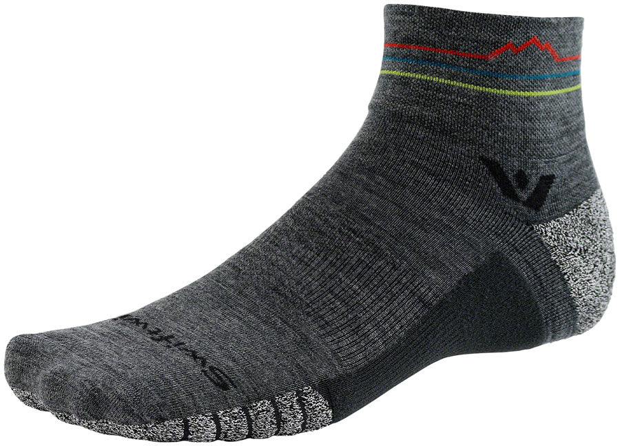 Swiftwick Flite XT Trail Quarter Crew Socks - 4" Heather Sunset Mountain Large