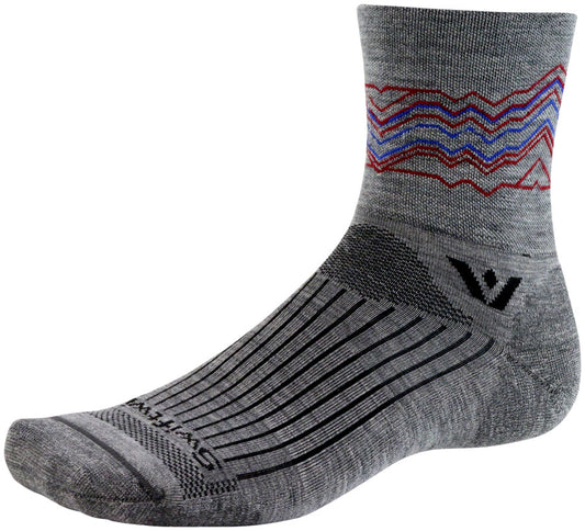 Swiftwick Pursuit Quarter Crew High Socks - 4" Heather Red Medium