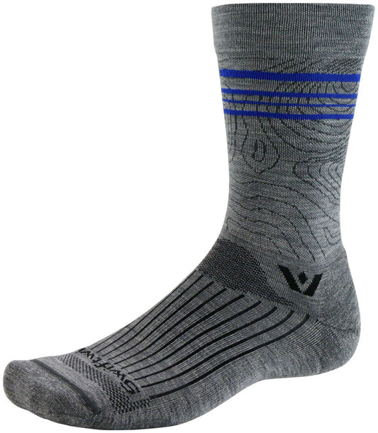 Swiftwick Pursuit Crew Socks - 6" Topographic Gray Medium