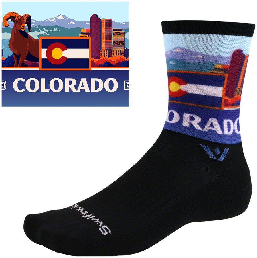 Swiftwick Vision Impression National Park Crew Socks - 6" Colorado X-Large