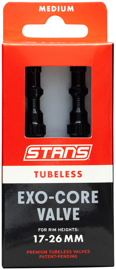 Stans Tubeless Exo-Core Valve Stems - Alloy Medium Black Pair