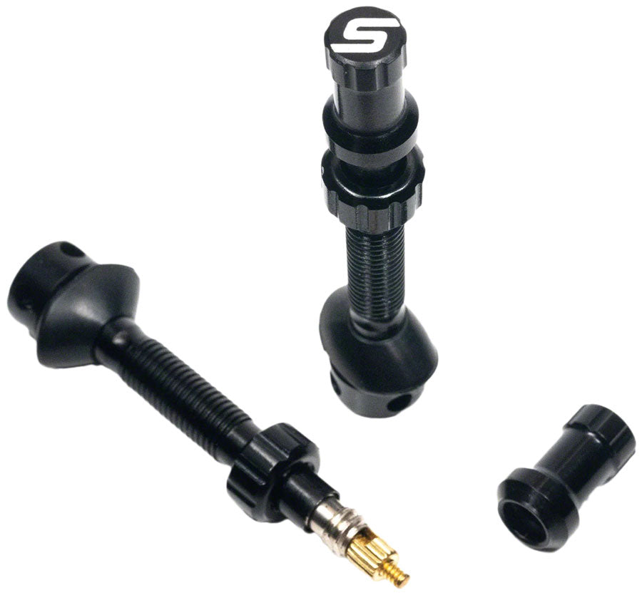 Stans Tubeless Universal+ Valve Stems - Alloy Extra Tall Black Pair