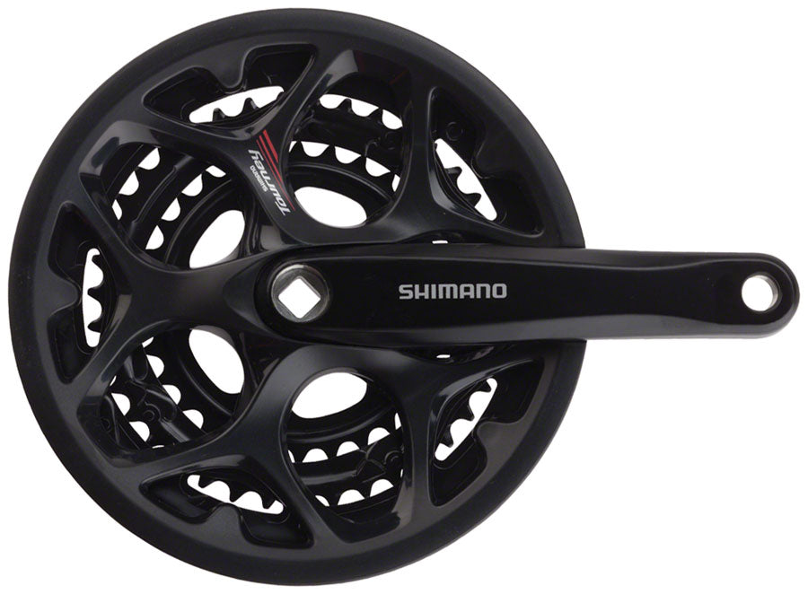 Shimano Tourney FC-A073 Crankset - 170mm 7/8-Speed 50/39/30t Riveted Square Taper JIS Spindle Interface BLK With Chainguard