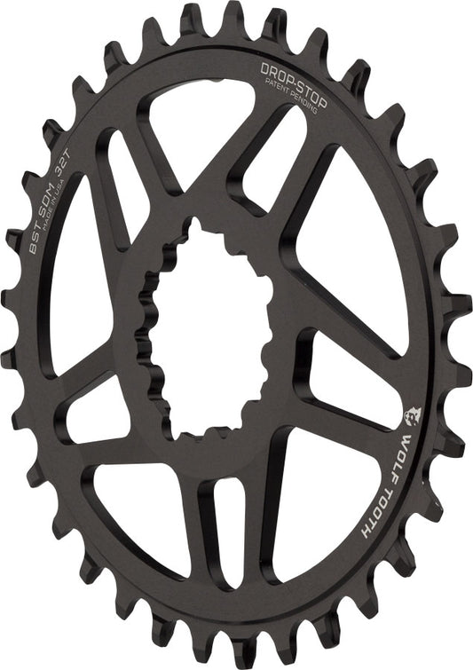 Wolf Tooth Elliptical Direct Mount Chainring - 34t SRAM Direct Mount Drop-Stop A For SRAM 3-Bolt Boost Cranksets 3mm Offset BLK