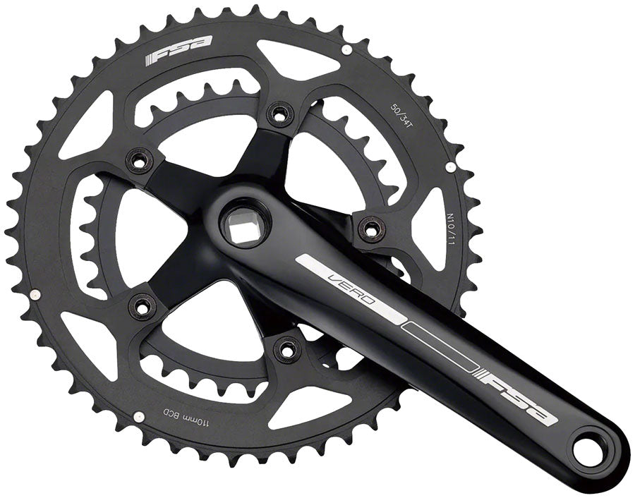 Full Speed Ahead Vero Compact Crankset - 175mm 9-Speed 50/34t 110 BCD Square Taper JIS Spindle Interface BLK
