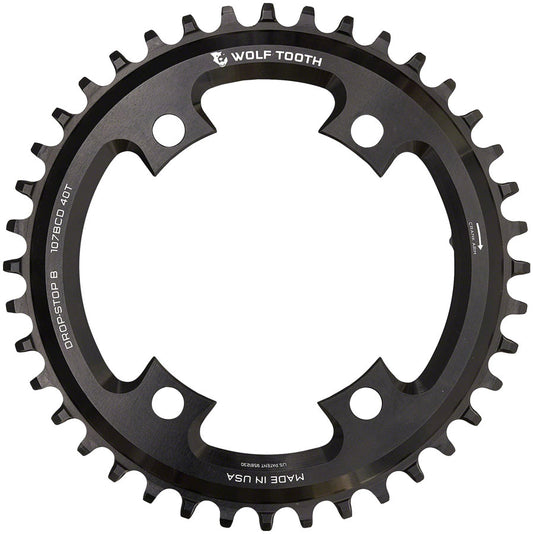 Wolf Tooth 107 BCD Chainring - 42t Compatible SRAM 107 BCD Drop-Stop B 4-Bolt BLK