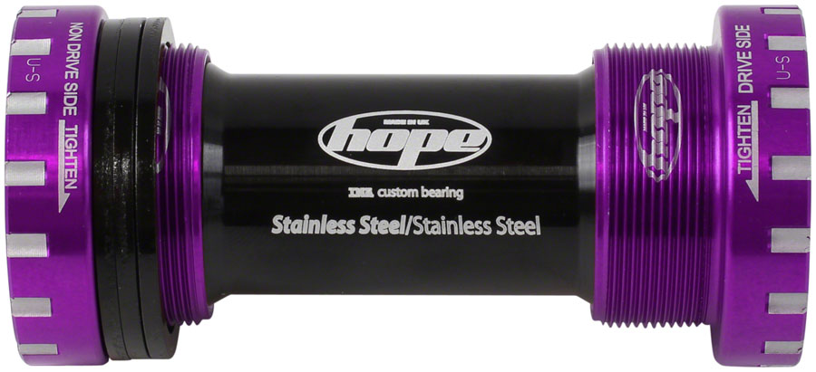Hope BSA Threaded Bottom Bracket - 68/73mm For 24mm Spindle Stainless Purple