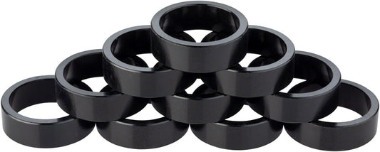 Problem Solvers Headset Stack Spacer - 25.4 10mm Aluminum Black Bag of 10