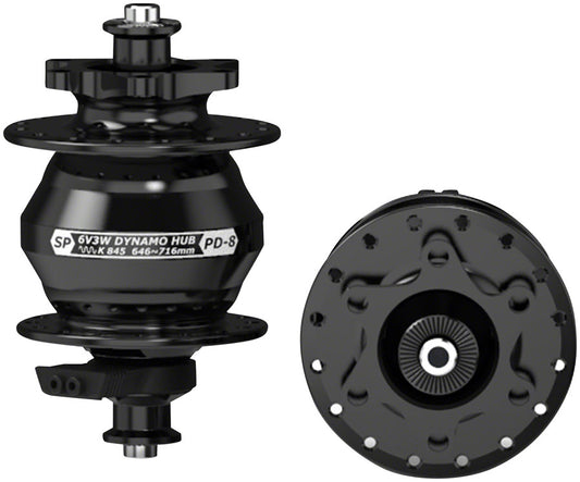 SP 8 Series Dynamo Front Hub - PD-8 6V- 3W QR x 100mm 6-Bolt 32H Black