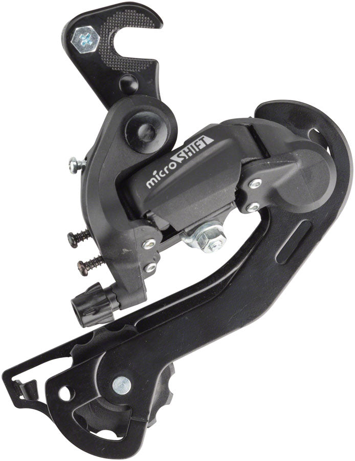 microSHIFT M21 Rear Derailleur - 67 Speed Long Cage Dropout Claw Hanger BLK