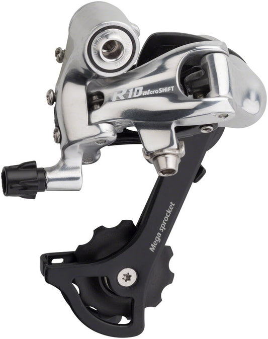 microSHIFT R10 Rear Derailleur - 10 Speed Medium Cage Black/Silver