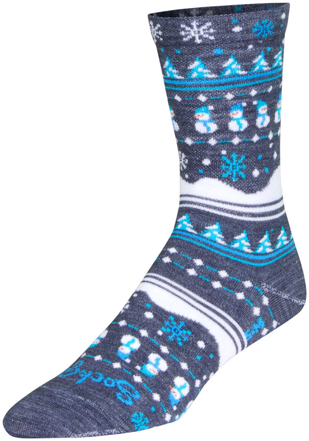 SockGuy Winter Sweater Wool Socks - 6" Blue/Gray/White Large/X-Large