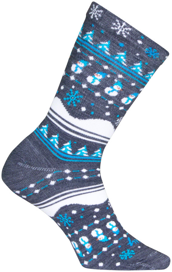SockGuy Winter Sweater Wool Socks - 6" Blue/Gray/White Large/X-Large