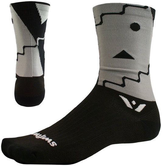 Swiftwick Vision Six Abstract Sock - 6" Black Large