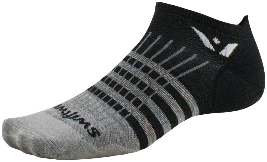 Swiftwick Pursuit Zero Wool Socks - No Show Stripes Heather Black Small