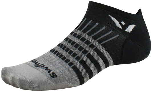 Swiftwick Pursuit Zero Wool Socks - No Show Stripes Heather Black Small