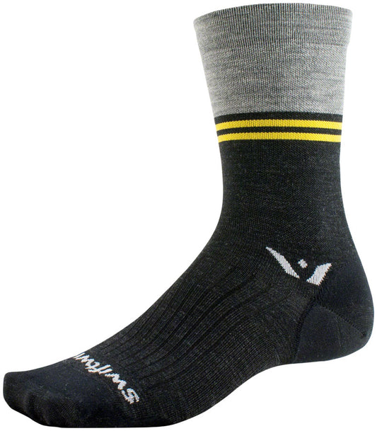 Swiftwick Pursuit Seven Ultralight Socks - 7" Block Stripe Heather Medium