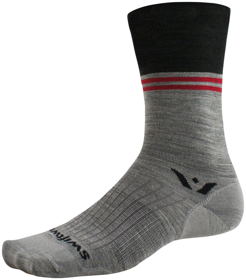 Swiftwick Pursuit Seven Ultralight Socks - 7" Block Stripe Charcoal Medium