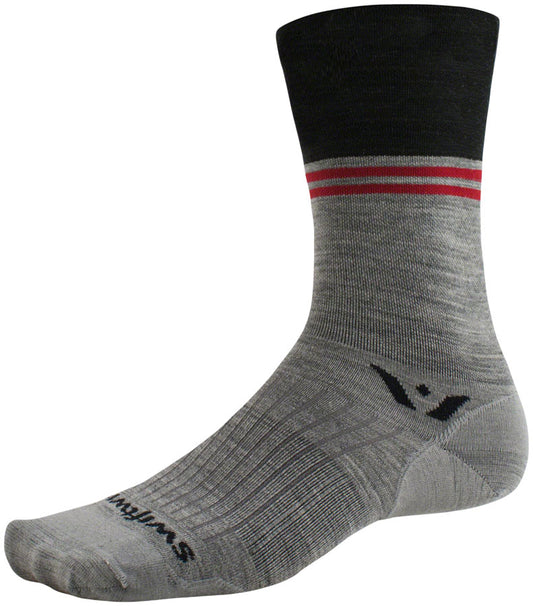 Swiftwick Pursuit Seven Ultralight Socks - 7" Block Stripe Charcoal Medium