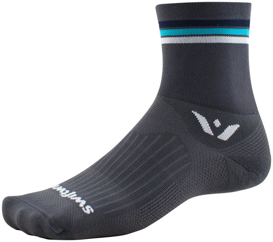 Swiftwick Aspire Four Socks - 4" Gray Stripe Small