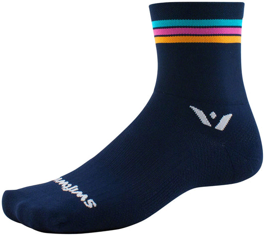 Swiftwick Aspire Four Socks - 4" Navy Stripe X-Large
