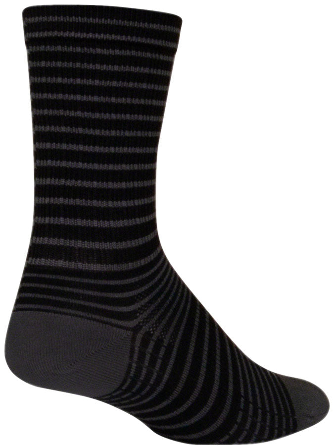 SockGuy SGX Black Stripes Socks - 6" Black Small/Medium