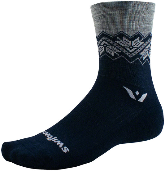 Swiftwick Vision Five Socks - 5" Fair Isle Navy Small